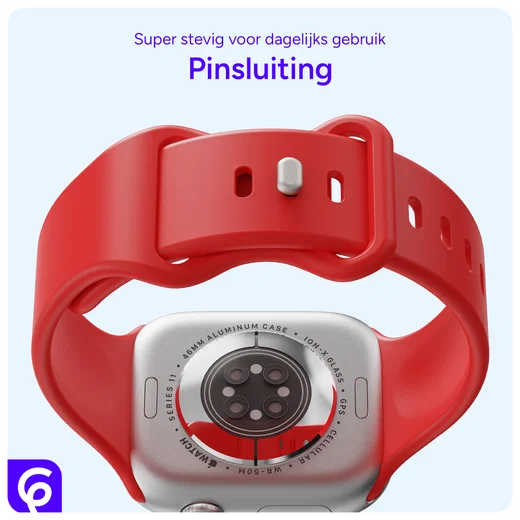 SBG Siliconen Apple Watch Band 1-11/SE/Ultra - 49/46/45/44/42MM - Rood afbeelding 3