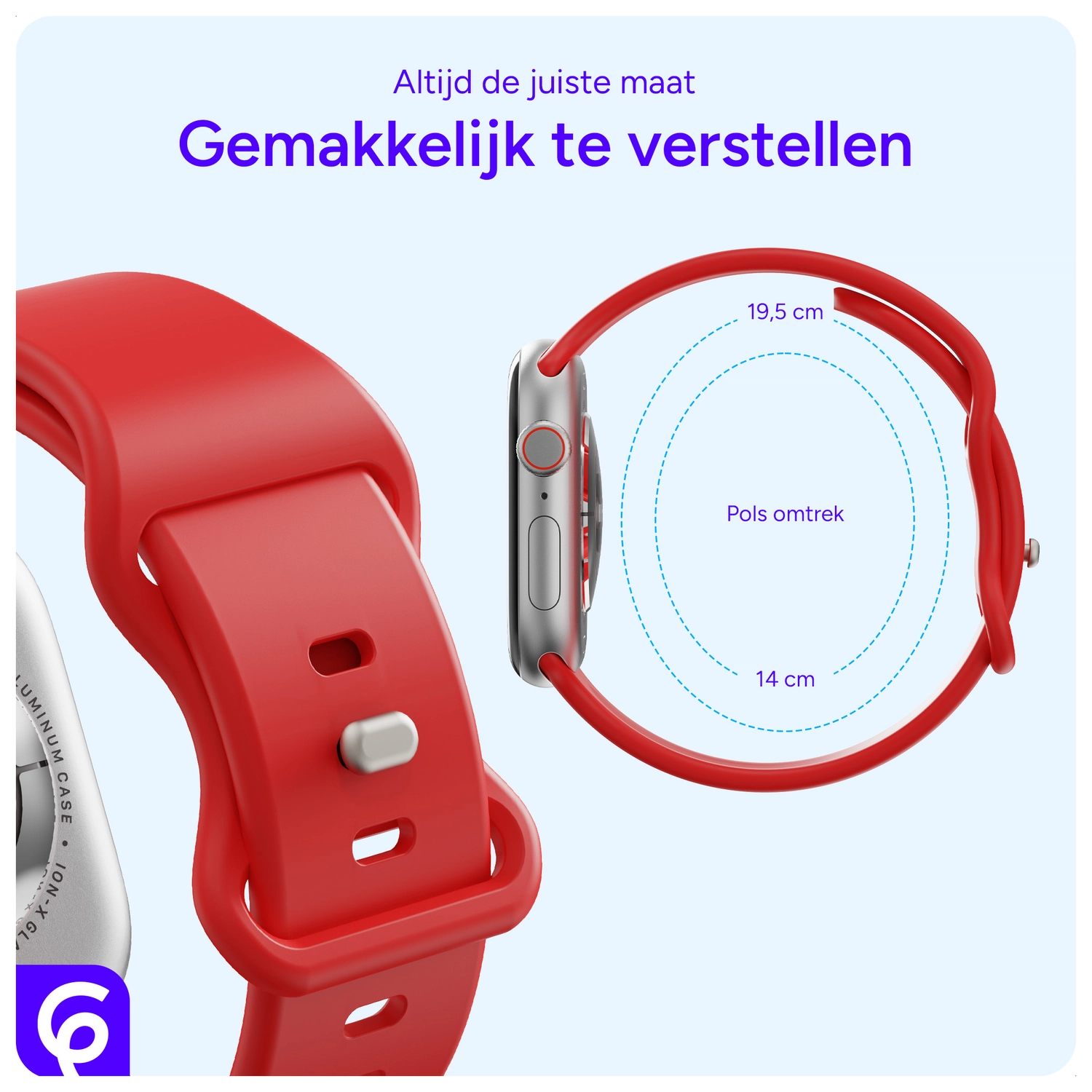 SBG Siliconen Apple Watch Band 1-11/SE/Ultra - 49/46/45/44/42MM - Rood afbeelding 5
