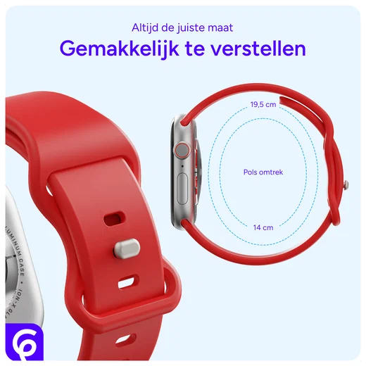SBG Siliconen Apple Watch Band 1-11/SE/Ultra - 49/46/45/44/42MM - Rood afbeelding 5