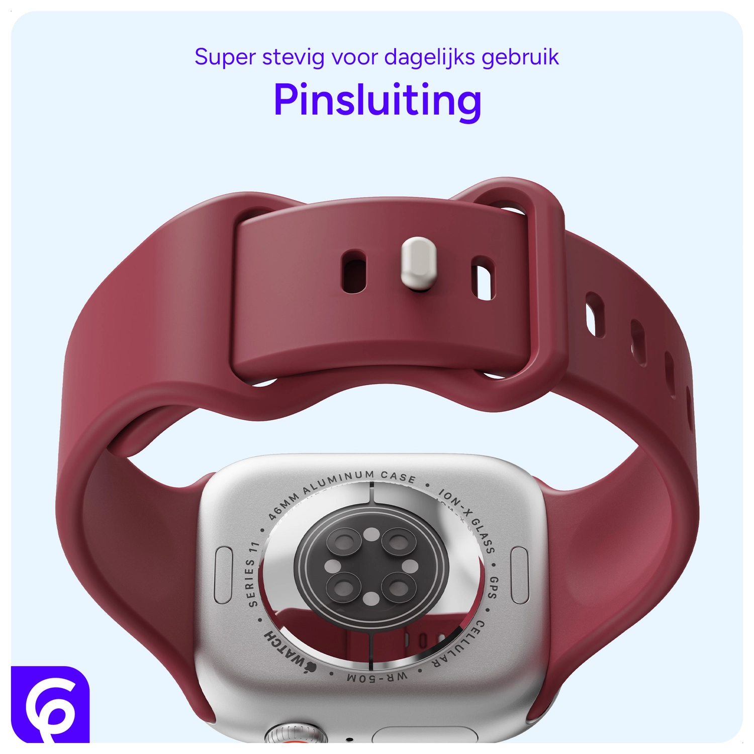 SBG Siliconen Apple Watch Band 1-11/SE/Ultra - 49/46/45/44/42MM - Bordeaux afbeelding 3