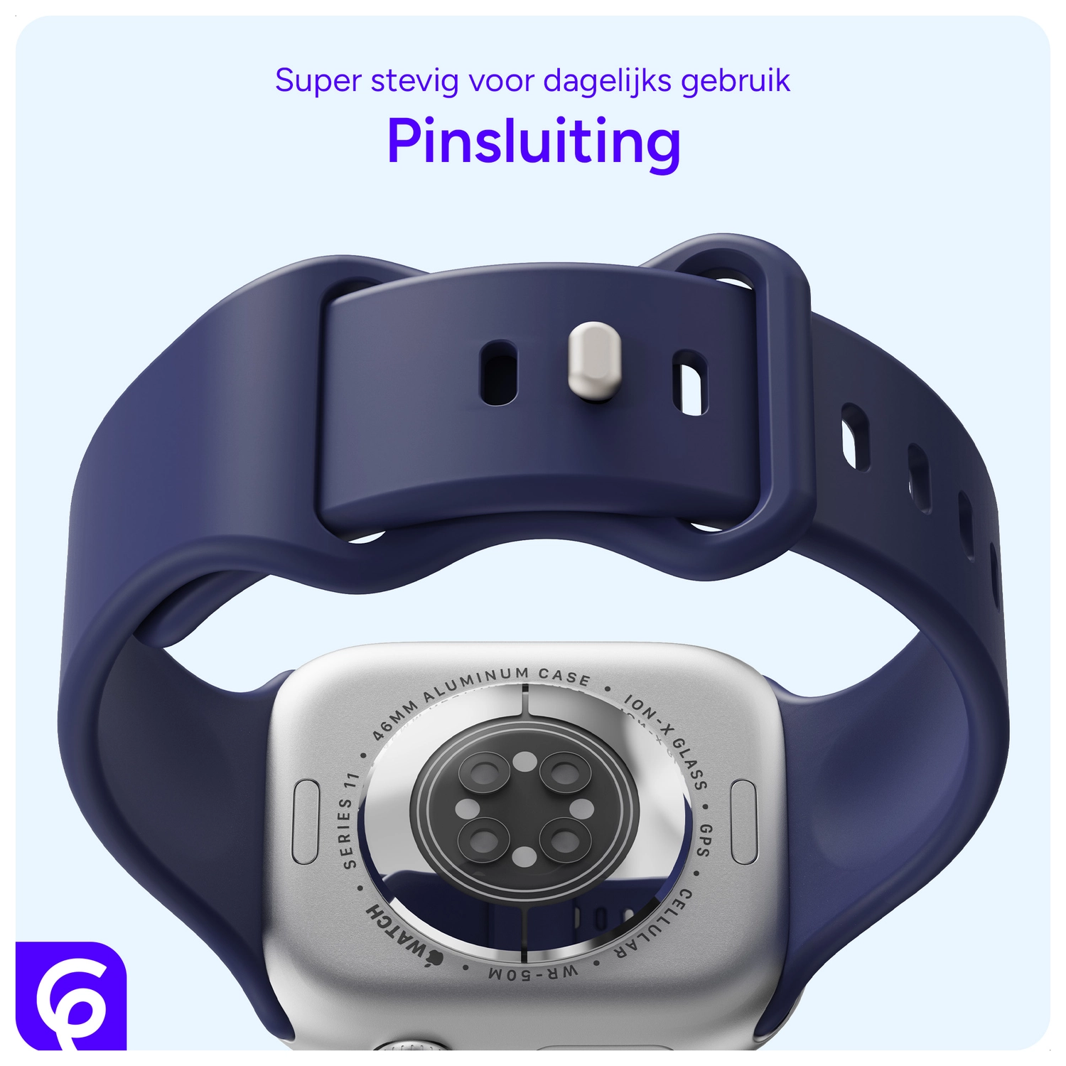 SBG Siliconen Apple Watch Band 1-11/SE/Ultra - 49/46/45/44/42MM - Midnight Blue afbeelding 3