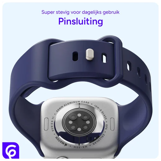 SBG Siliconen Apple Watch Band 1-11/SE/Ultra - 49/46/45/44/42MM - Midnight Blue afbeelding 3