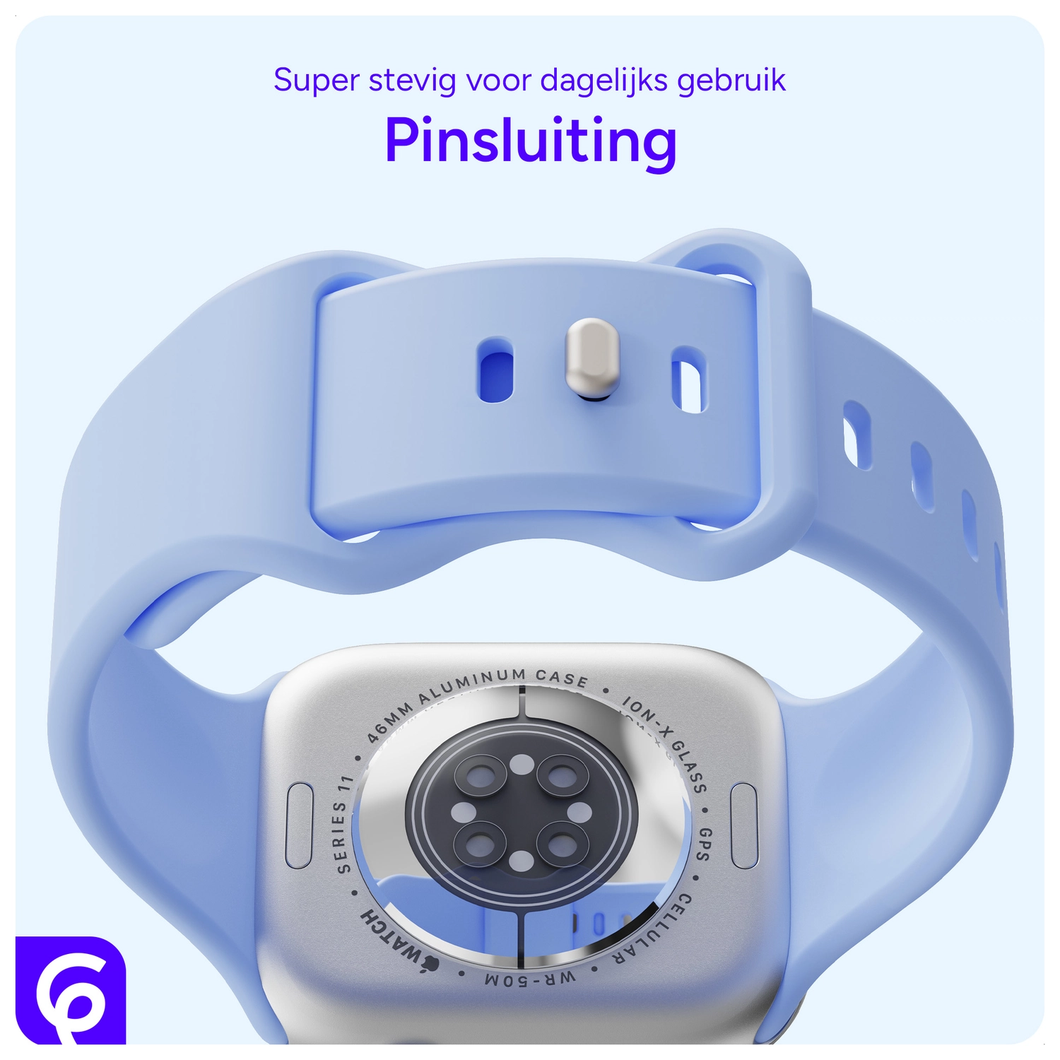 SBG Siliconen Apple Watch Band 1-11/SE/Ultra - 49/46/45/44/42MM - Licht Paars afbeelding 3