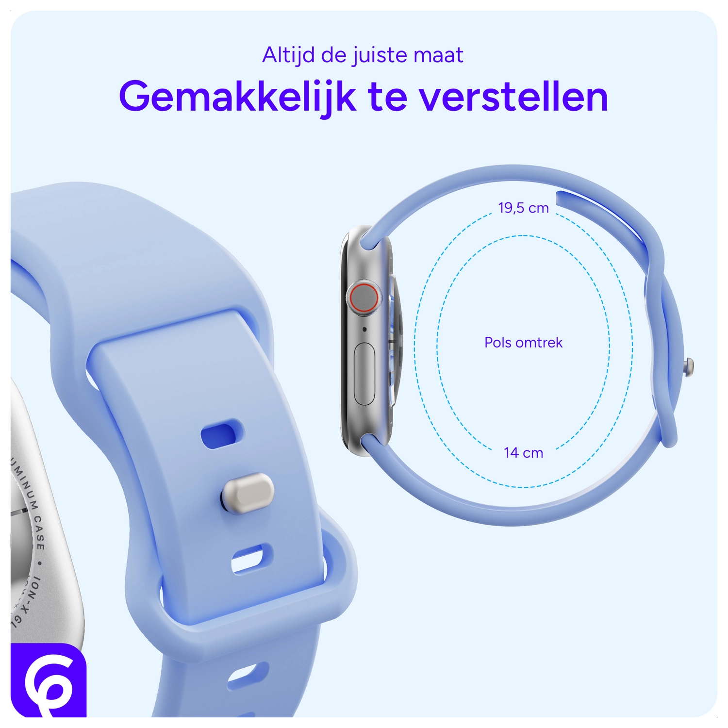 SBG Siliconen Apple Watch Band 1-11/SE/Ultra - 49/46/45/44/42MM - Licht Paars afbeelding 5