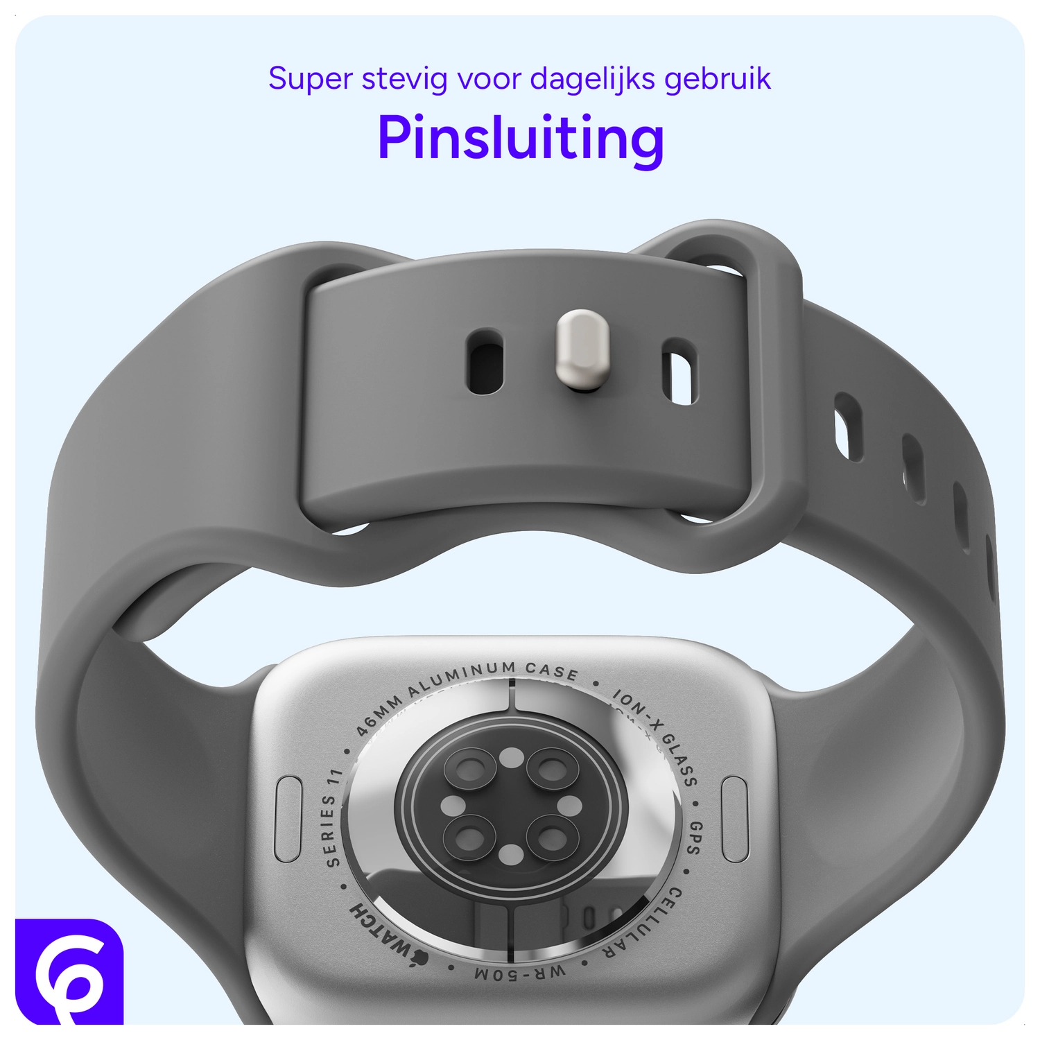 SBG Siliconen Apple Watch Band 1-11/SE/Ultra - 49/46/45/44/42MM - Grijs afbeelding 3