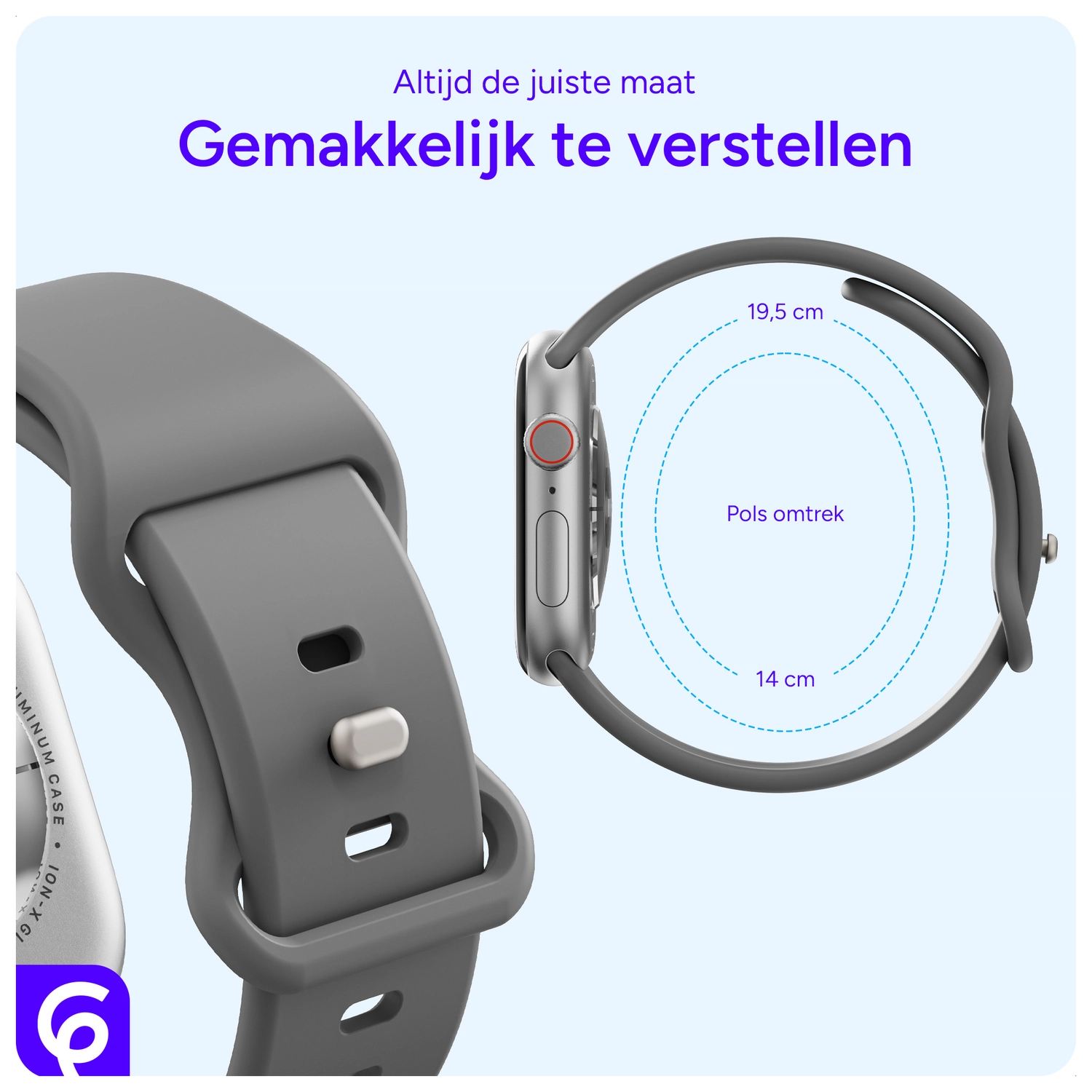 SBG Siliconen Apple Watch Band 1-11/SE/Ultra - 49/46/45/44/42MM - Grijs afbeelding 5