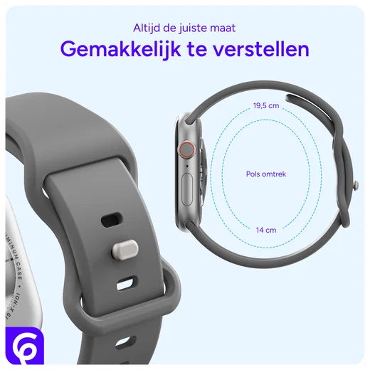 SBG Siliconen Apple Watch Band 1-11/SE/Ultra - 49/46/45/44/42MM - Grijs afbeelding 5