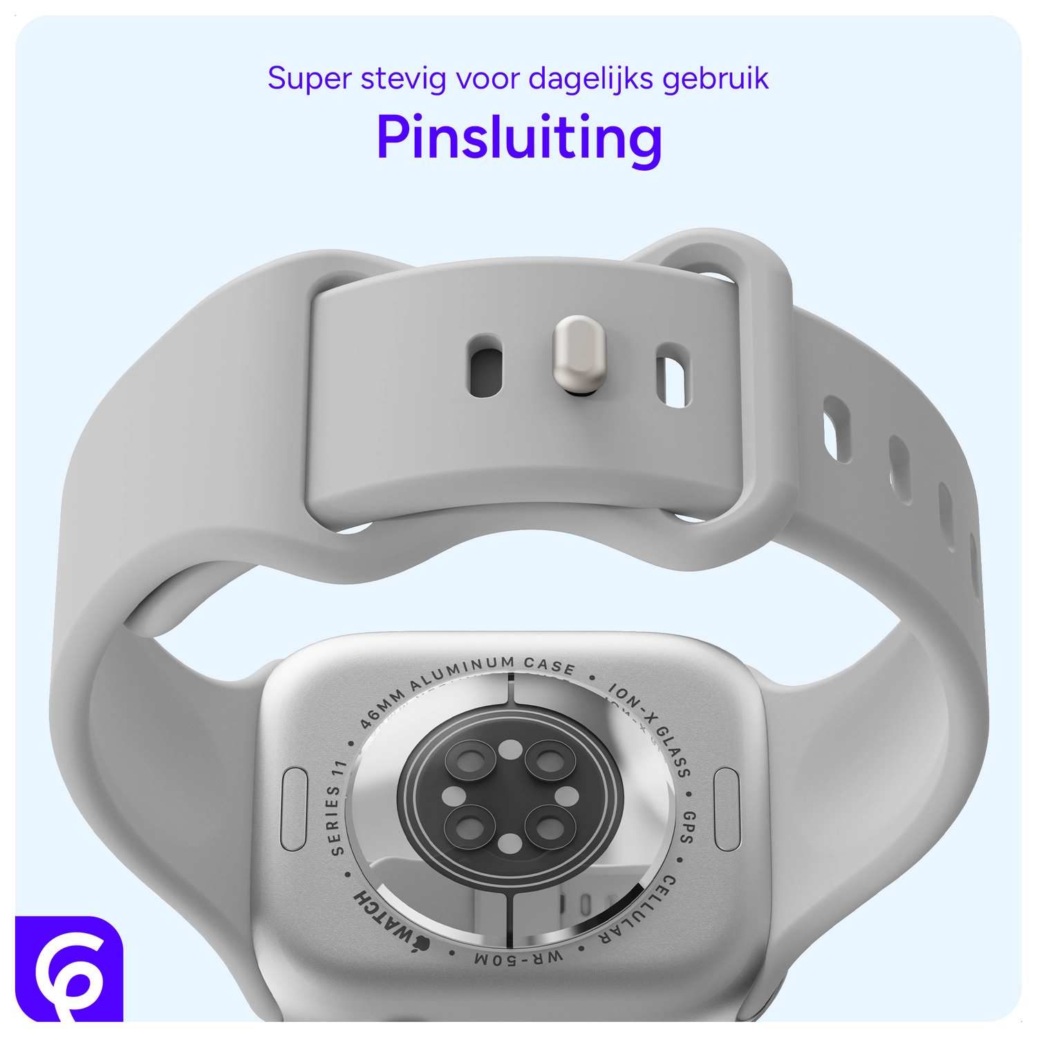 SBG Siliconen Apple Watch Band 1-11/SE/Ultra - 49/46/45/44/42MM - Cloud Grey afbeelding 3