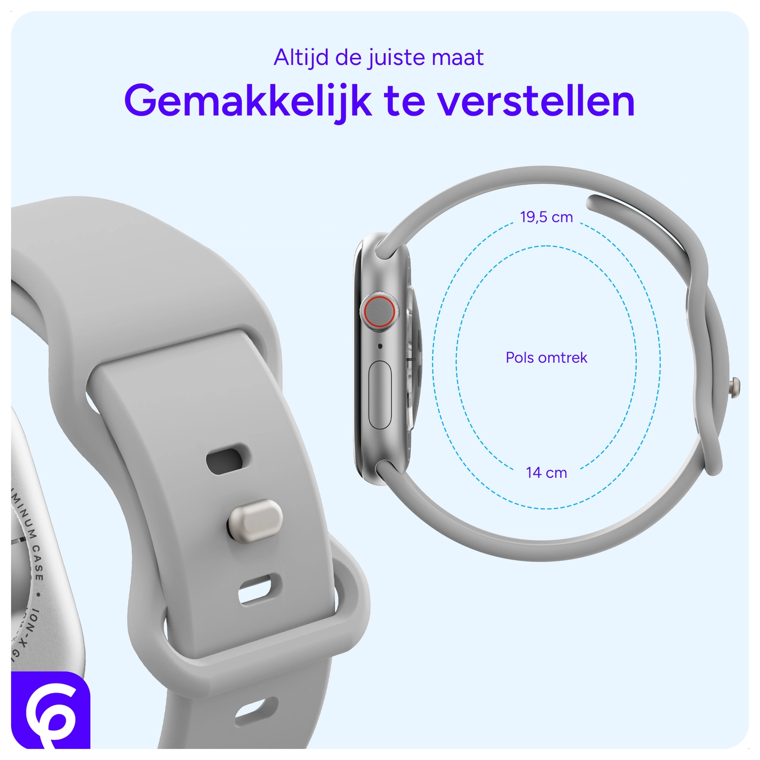 SBG Siliconen Apple Watch Band 1-11/SE/Ultra - 49/46/45/44/42MM - Cloud Grey afbeelding 5