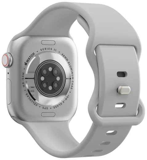 SBG Siliconen Apple Watch Band 1-11/SE/Ultra - 49/46/45/44/42MM - Cloud Grey afbeelding 8