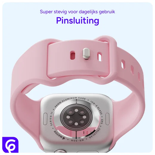 SBG Siliconen Apple Watch Band 1-11/SE/Ultra - 49/46/45/44/42MM - Roze afbeelding 3