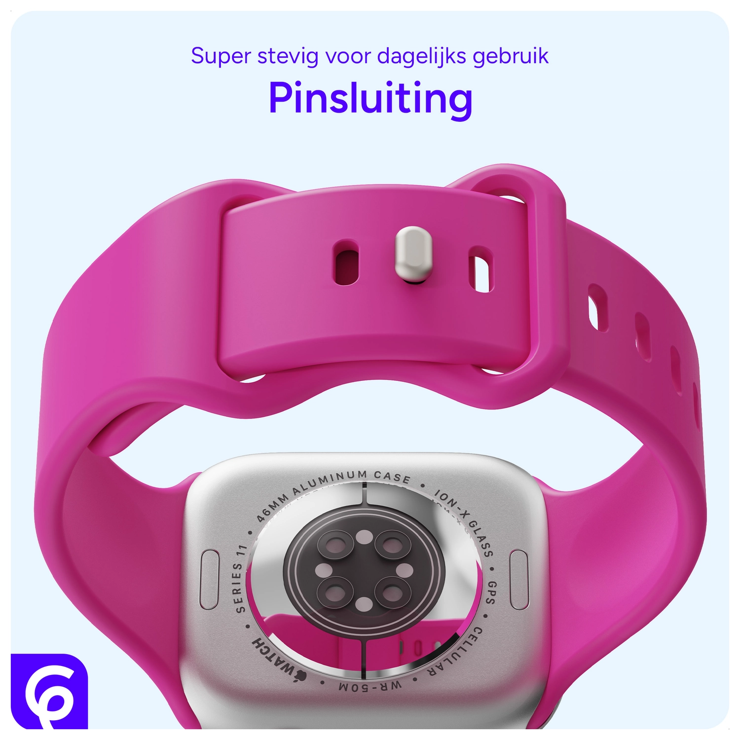 SBG Siliconen Apple Watch Band 1-11/SE/Ultra - 49/46/45/44/42MM - Hot Pink afbeelding 3