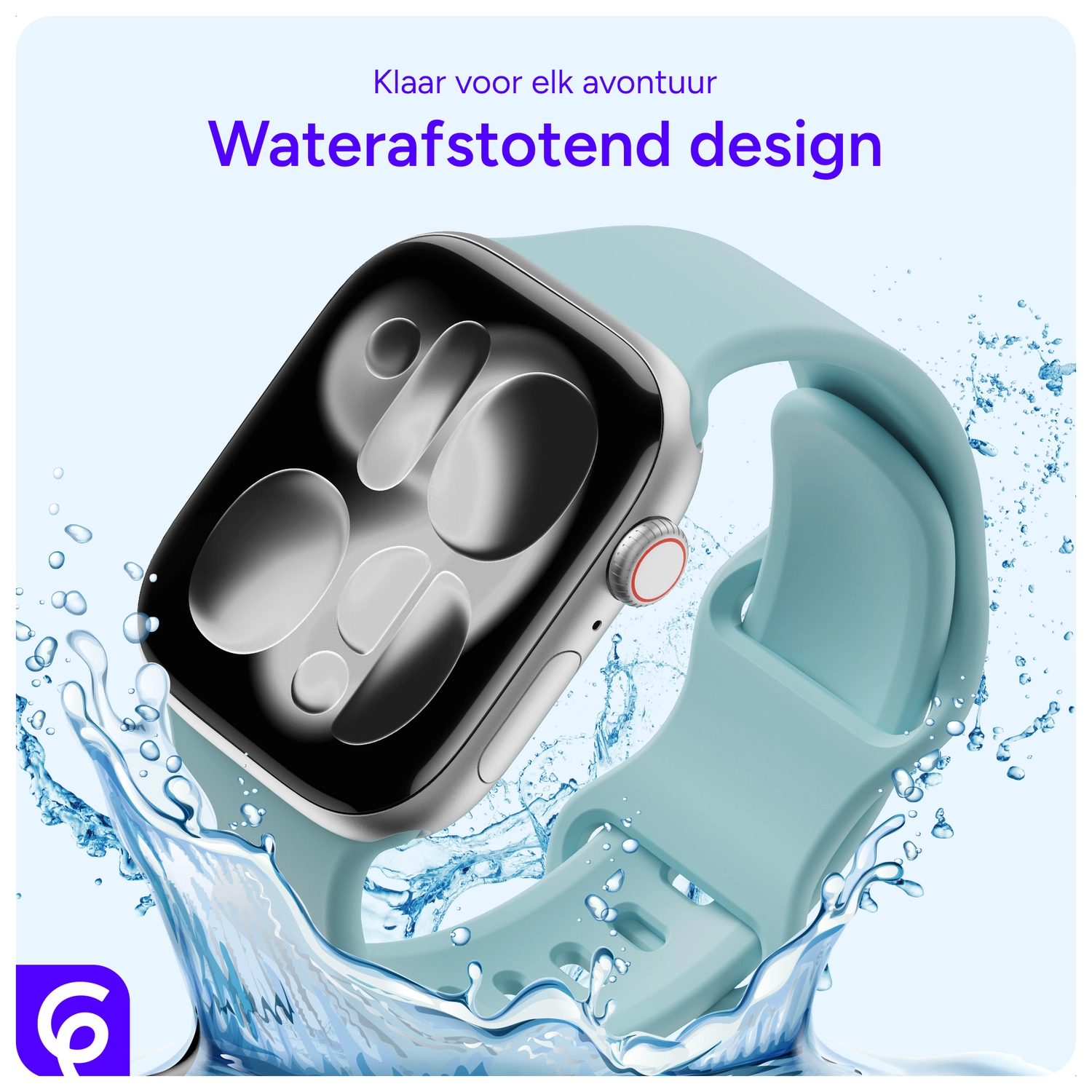 SBG Siliconen Apple Watch Band 1-11/SE/Ultra - 49/46/45/44/42MM - Groen Blauw afbeelding 2