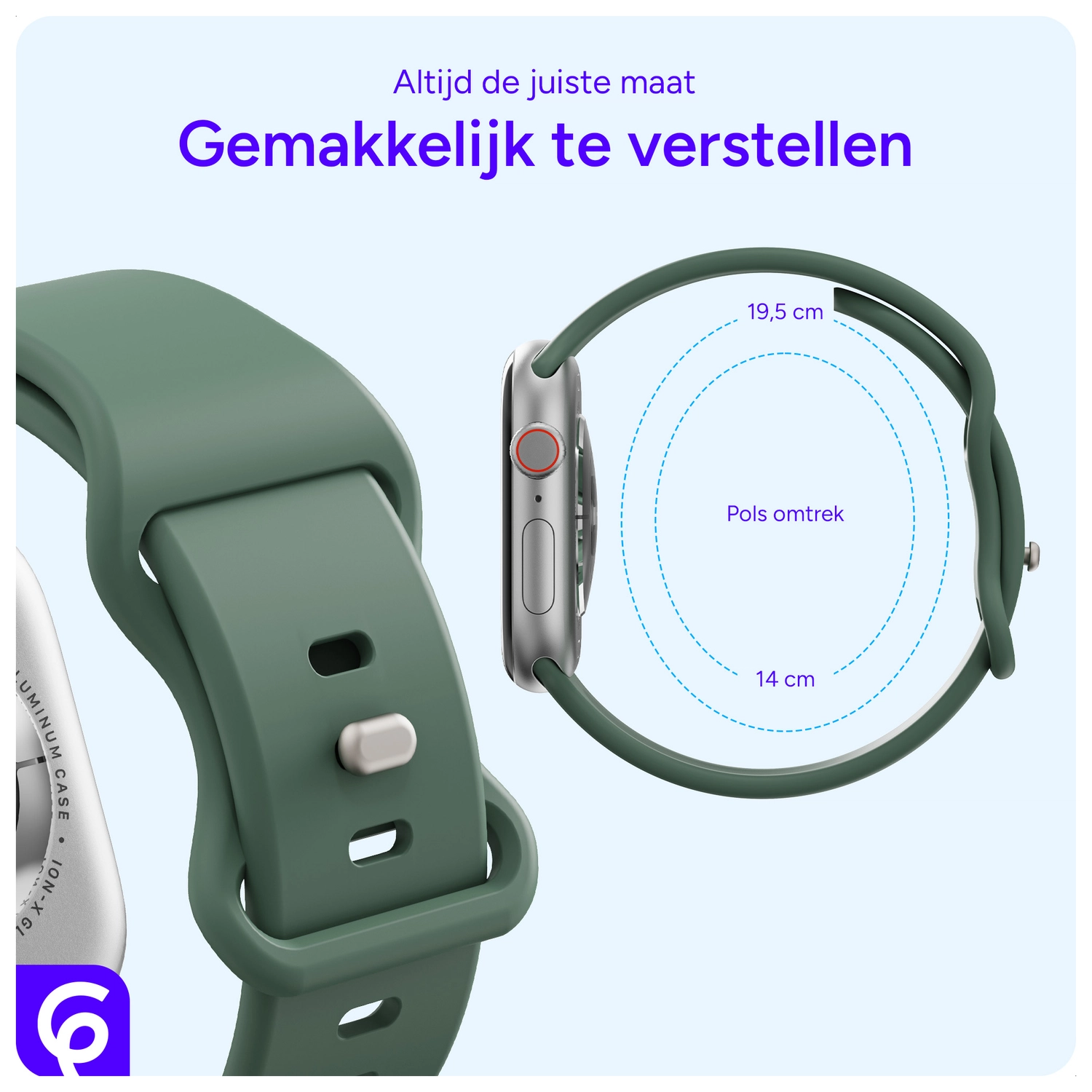 SBG Siliconen Apple Watch Band 1-11/SE/Ultra - 49/46/45/44/42MM - Donker Groen afbeelding 5