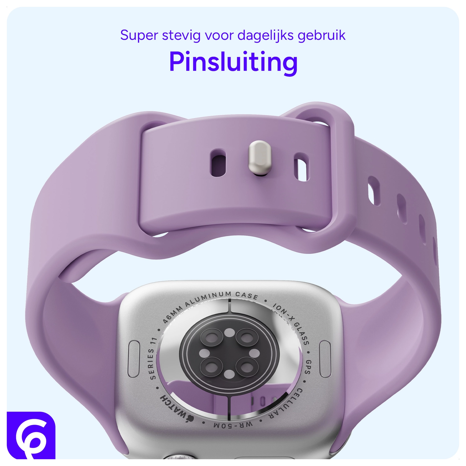 SBG Siliconen Apple Watch Band 1-11/SE/Ultra - 49/46/45/44/42MM - Paars afbeelding 3