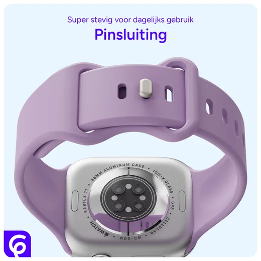 SBG Siliconen Apple Watch Band 1-11/SE/Ultra - 49/46/45/44/42MM - Paars afbeelding 3