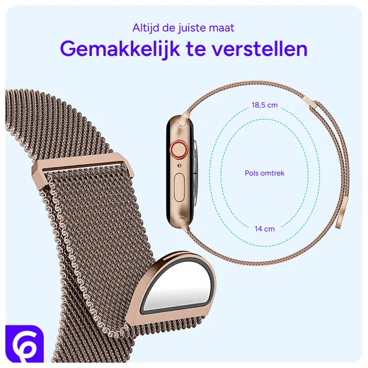 SBG Milanees - Apple Watch Bandje - 1-11/SE - 38/40/41/42MM - Rose Goud afbeelding 3