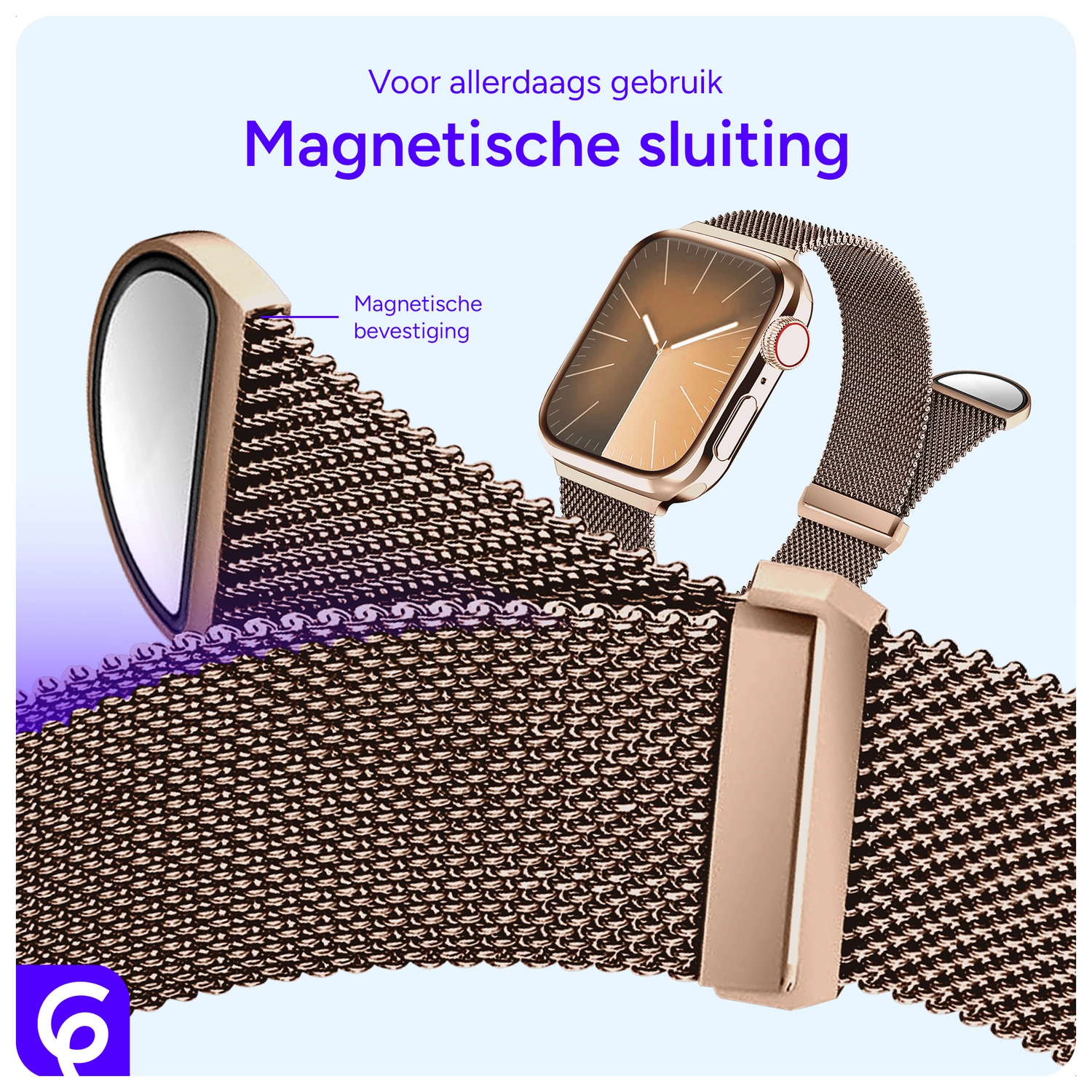 SBG Milanees - Apple Watch Bandje - 1-11/SE - 38/40/41/42MM - Rose Goud afbeelding 2