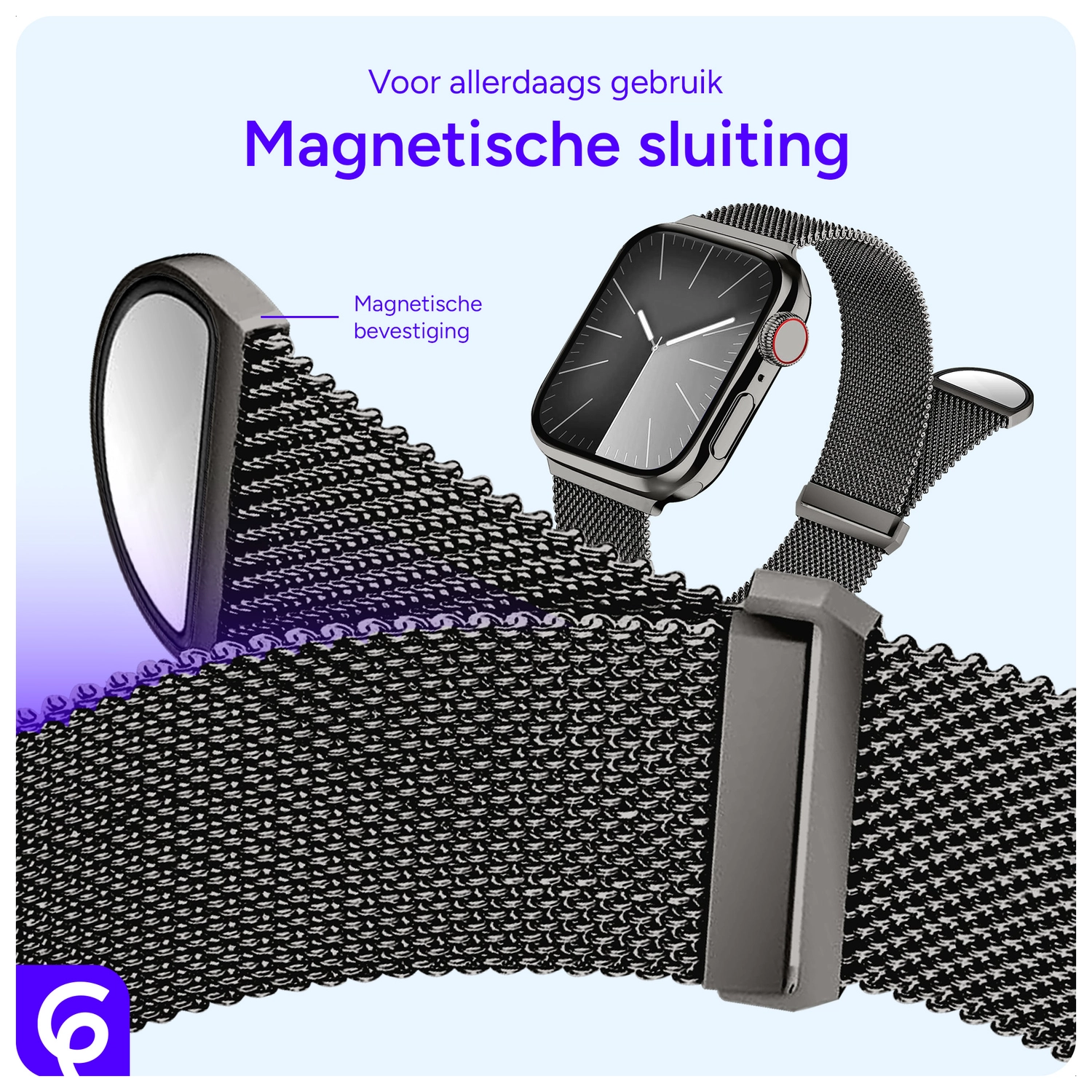 SBG Milanees - Apple Watch Bandje - 1-11/SE - 38/40/41/42MM - Grijs afbeelding 2