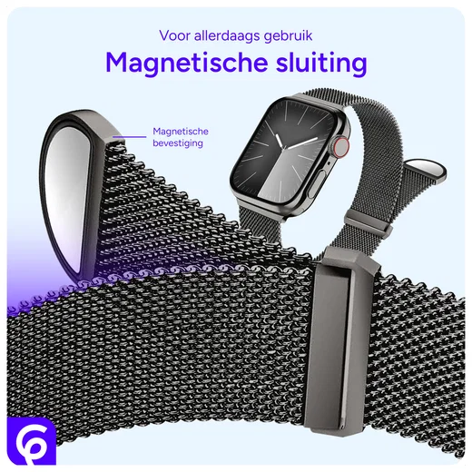 SBG Milanees - Apple Watch Bandje - 1-11/SE - 38/40/41/42MM - Grijs afbeelding 2