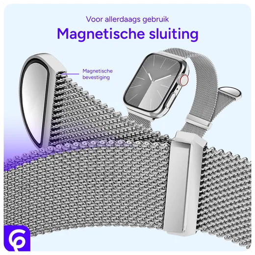 SBG Milanees - Apple Watch Bandje - 1-11/SE/Ultra-49/46/45/44/42MM Zilver afbeelding 2