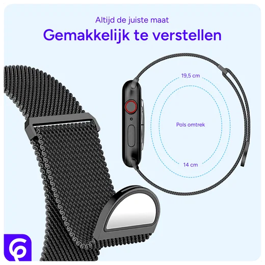 SBG Milanees - Apple Watch Bandje - 1-11/SE/Ultra-49/46/45/44/42MM Zwart afbeelding 3