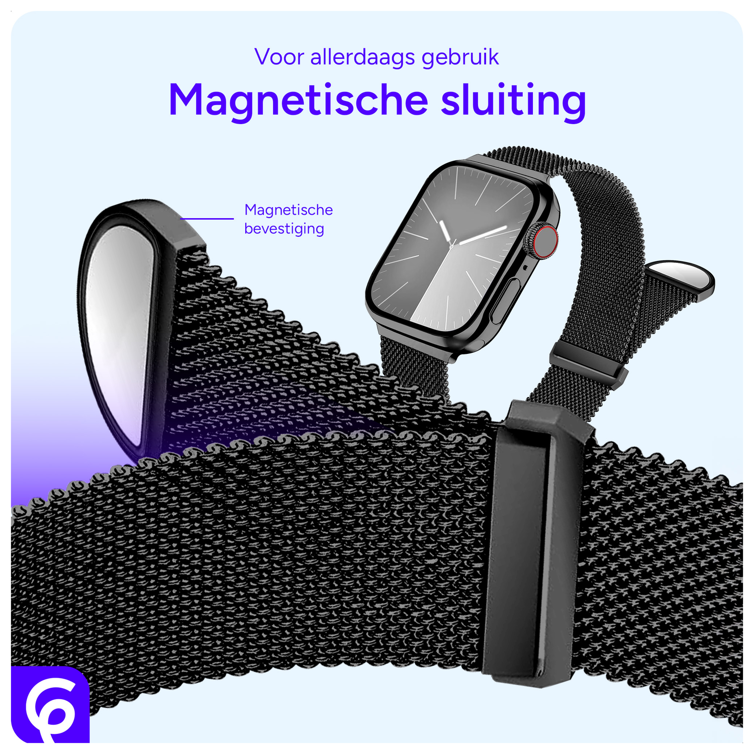 SBG Milanees - Apple Watch Bandje - 1-11/SE/Ultra-49/46/45/44/42MM Zwart afbeelding 2