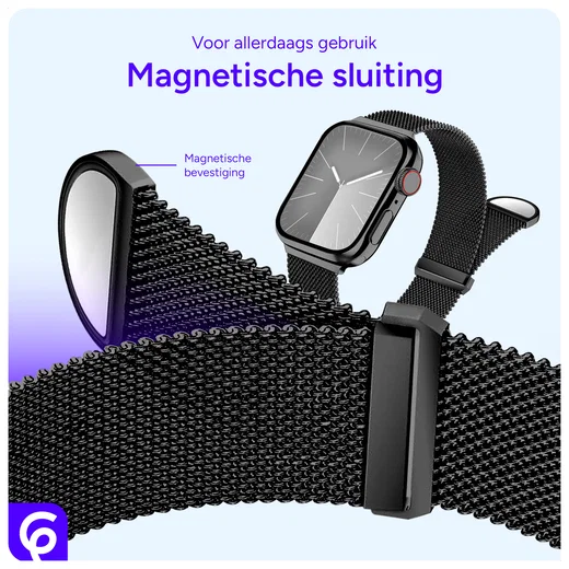 SBG Milanees - Apple Watch Bandje - 1-11/SE/Ultra-49/46/45/44/42MM Zwart afbeelding 2