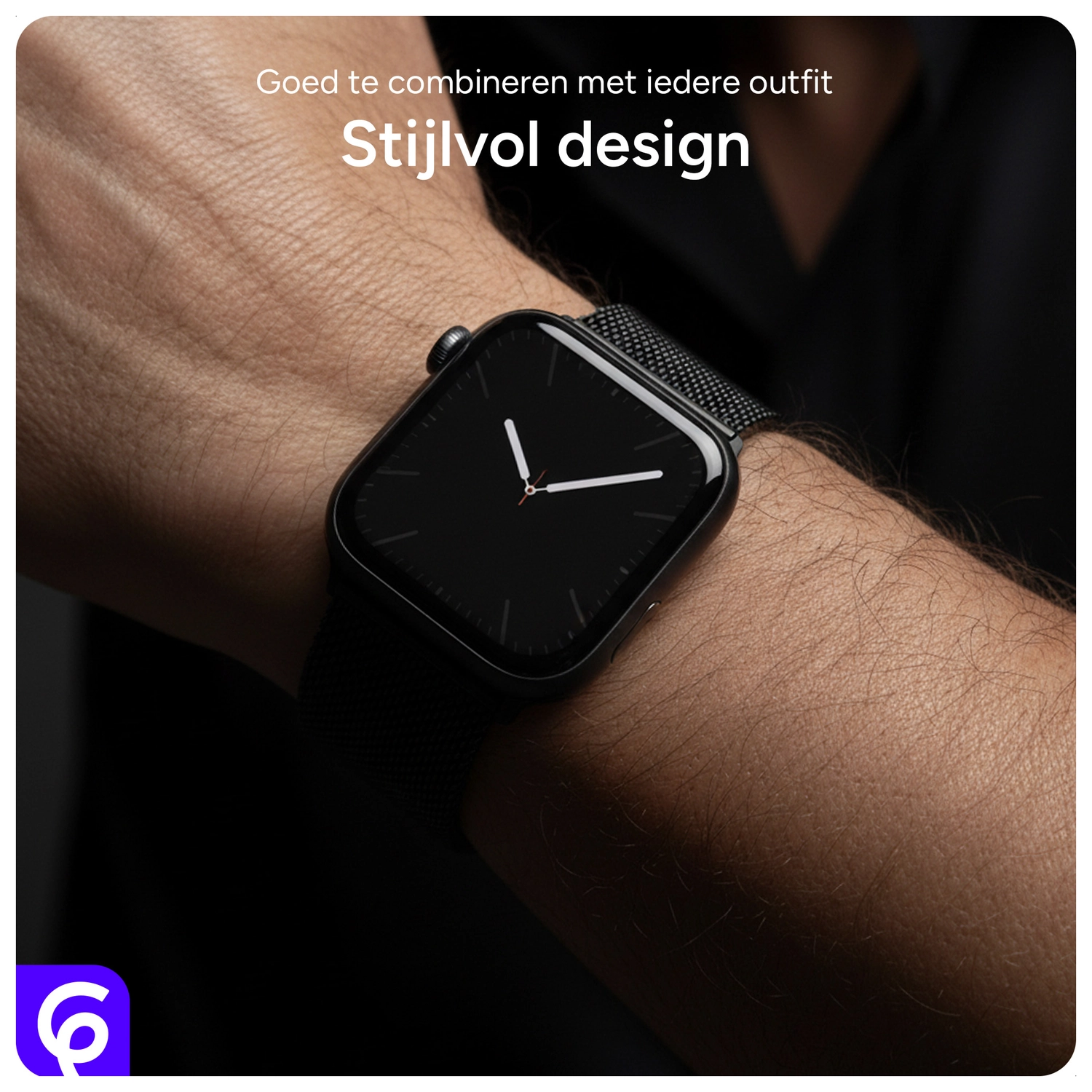 SBG Milanees - Apple Watch Bandje - 1-11/SE/Ultra-49/46/45/44/42MM Zwart afbeelding 4