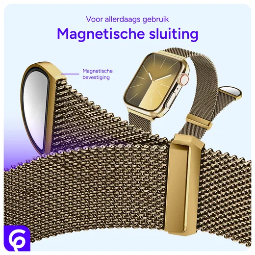 SBG Milanees - Apple Watch Bandje - 1-11/SE/Ultra-49/46/45/44/42MM Goud afbeelding 2