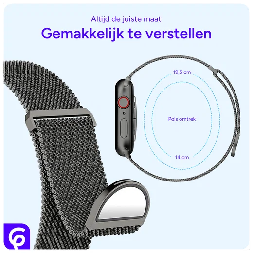 SBG Milanees - Apple Watch Bandje - 1-12/SE/Ultra-49/46/45/44/42MM Grijs afbeelding 3