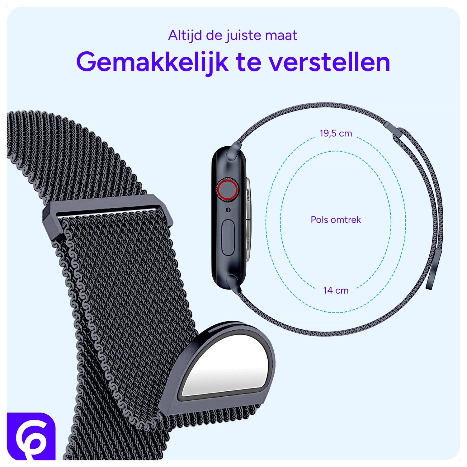 SBG Milanees - Apple Watch Bandje - 1-11/SE/Ultra-49/46/45/44/42MM Blauw afbeelding 3