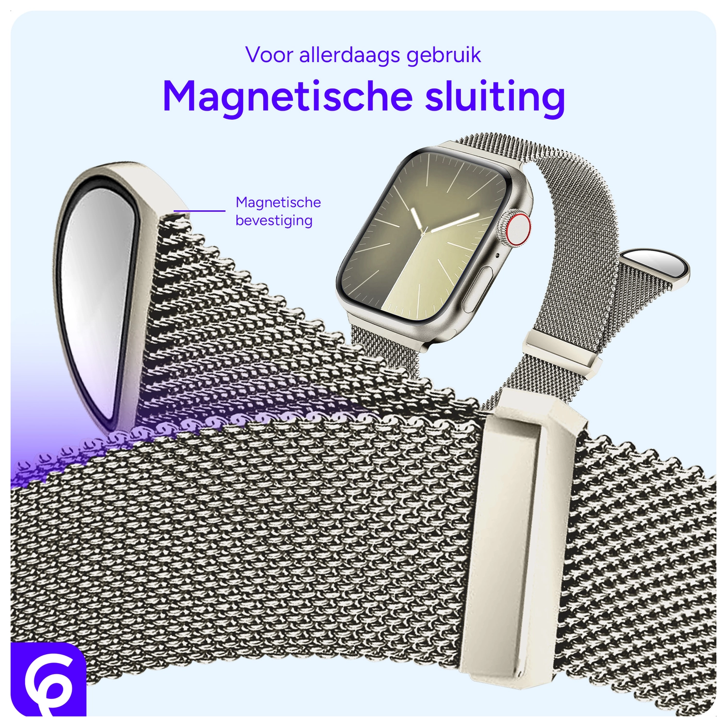 SBG Milanees - Apple Watch Bandje - 1-11/SE/Ultra-49/46/45/44/42MM Sterrenlicht afbeelding 2