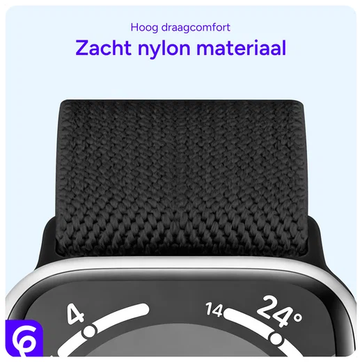 SBG Nylon - Apple Watch Bandje - 1-11/SE - 38/40/41/42MM - Zwart afbeelding 5