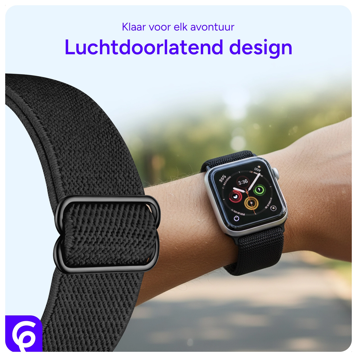 SBG Nylon - Apple Watch Bandje - 1-11/SE - 38/40/41/42MM - Zwart afbeelding 3