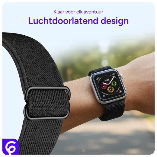 SBG Nylon - Apple Watch Bandje - 1-11/SE - 38/40/41/42MM - Zwart afbeelding 3