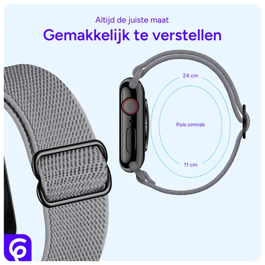 SBG Nylon - Apple Watch Bandje - 1-11/SE - 38/40/41/42MM - Grijs afbeelding 4