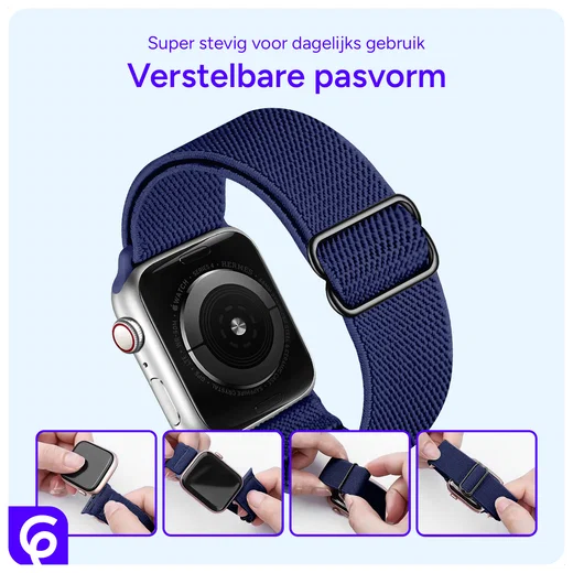 SBG Nylon - Apple Watch Bandje - 1-11/SE - 38/40/41/42MM - Navy Blauw afbeelding 2