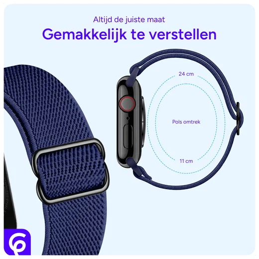 SBG Nylon - Apple Watch Bandje - 1-11/SE - 38/40/41/42MM - Navy Blauw afbeelding 3