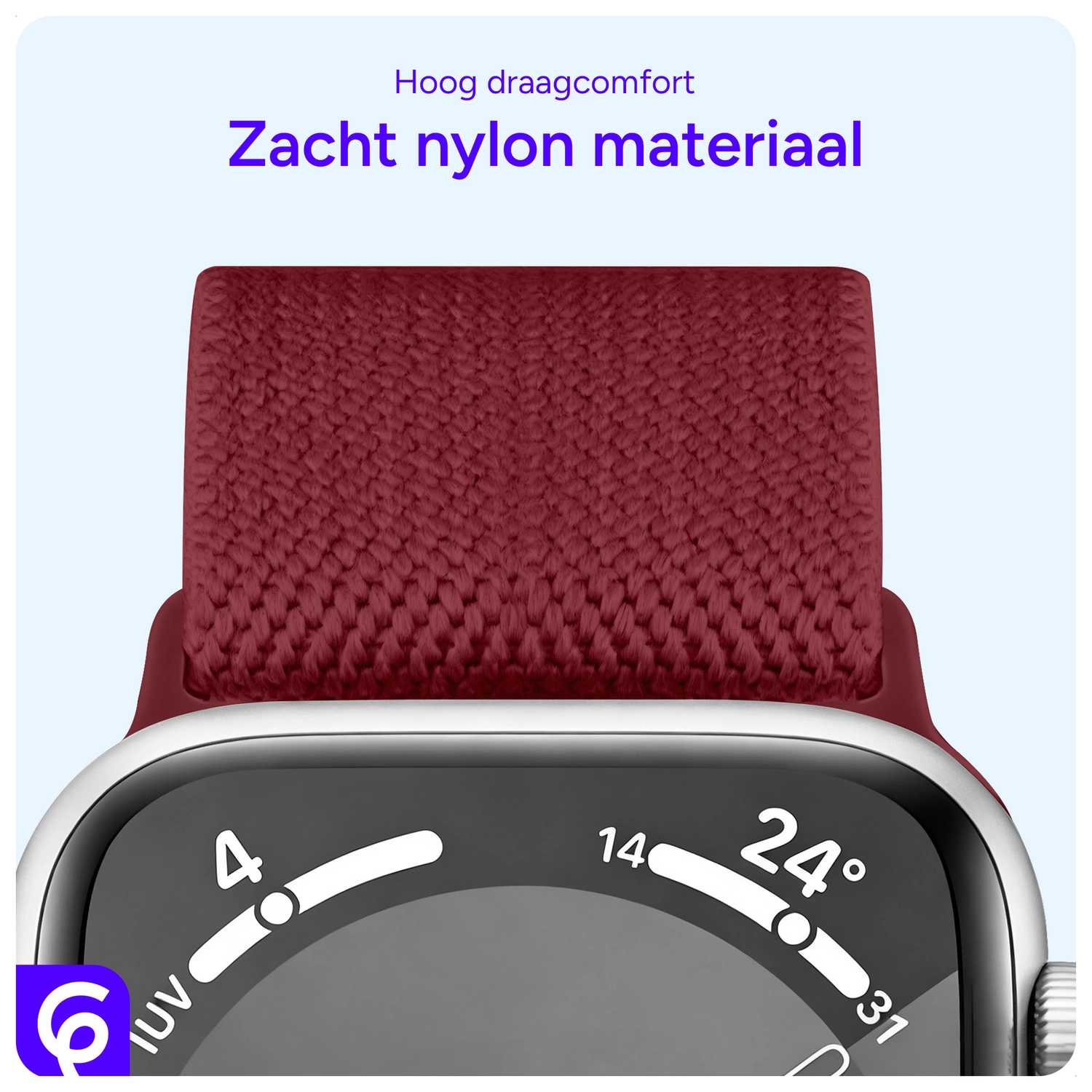 SBG Nylon - Apple Watch Bandje - 1-12/SE - 38/40/41/42MM - Bordeaux afbeelding 5