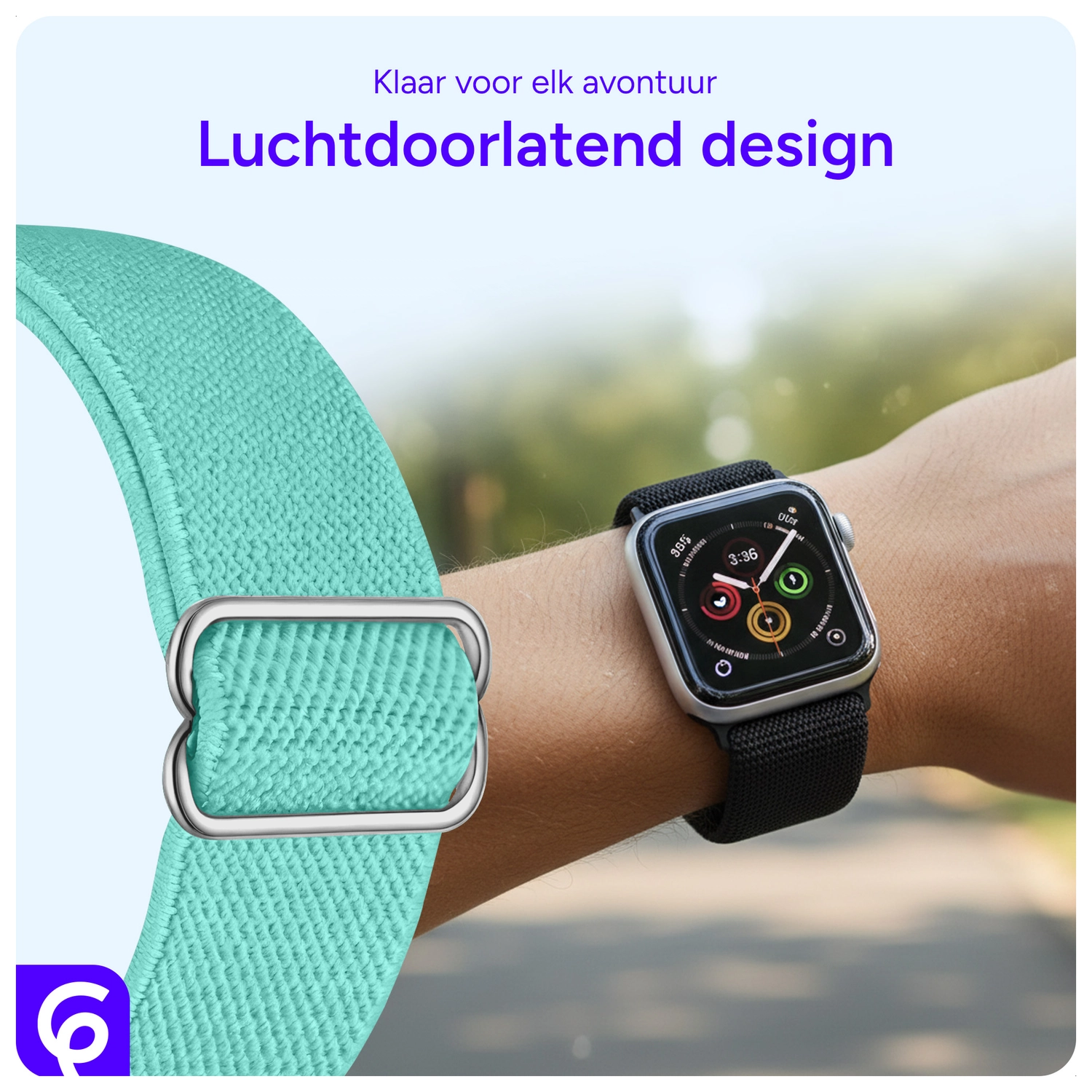 SBG Nylon - Apple Watch Bandje - 1-11/SE - 38/40/41/42MM - Mint Groen afbeelding 3