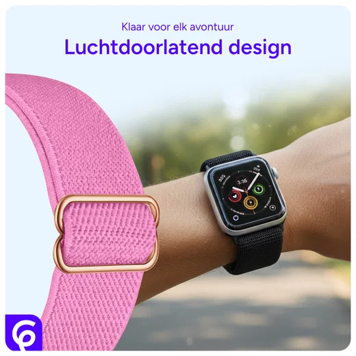 SBG Nylon - Apple Watch Bandje - 1-11/SE - 38/40/41/42MM - Roze afbeelding 3