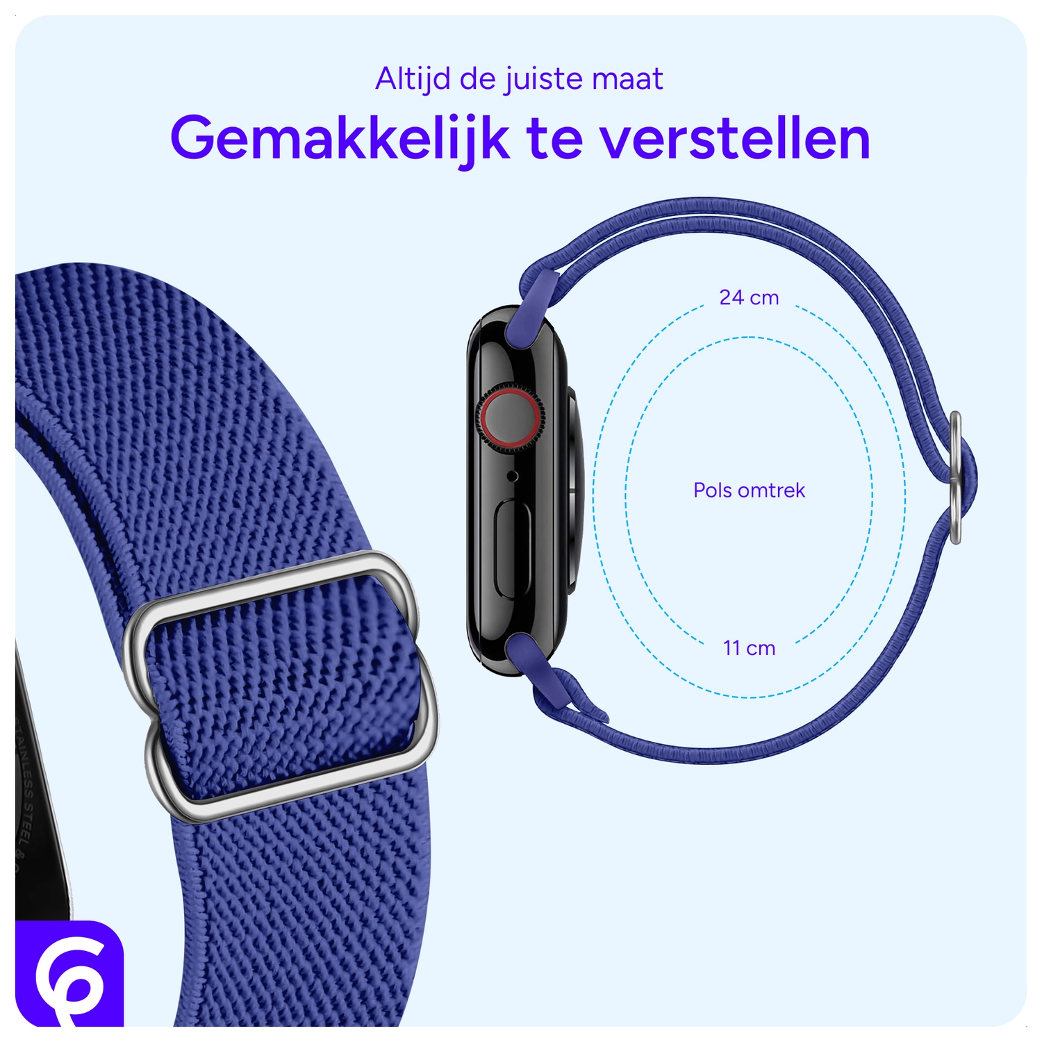 SBG Nylon - Apple Watch Bandje - 1-11/SE - 38/40/41/42MM - Blauw afbeelding 4