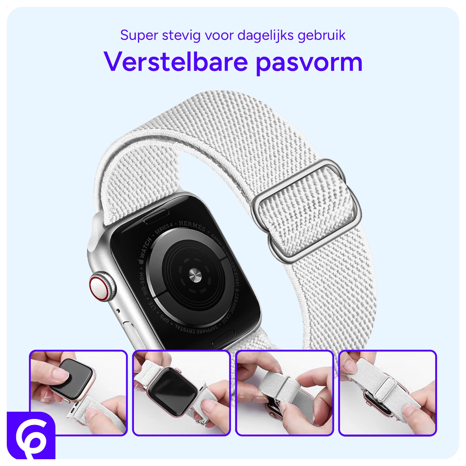 SBG Nylon - Apple Watch Bandje - 1-11/SE - 38/40/41/42MM - Wit afbeelding 2