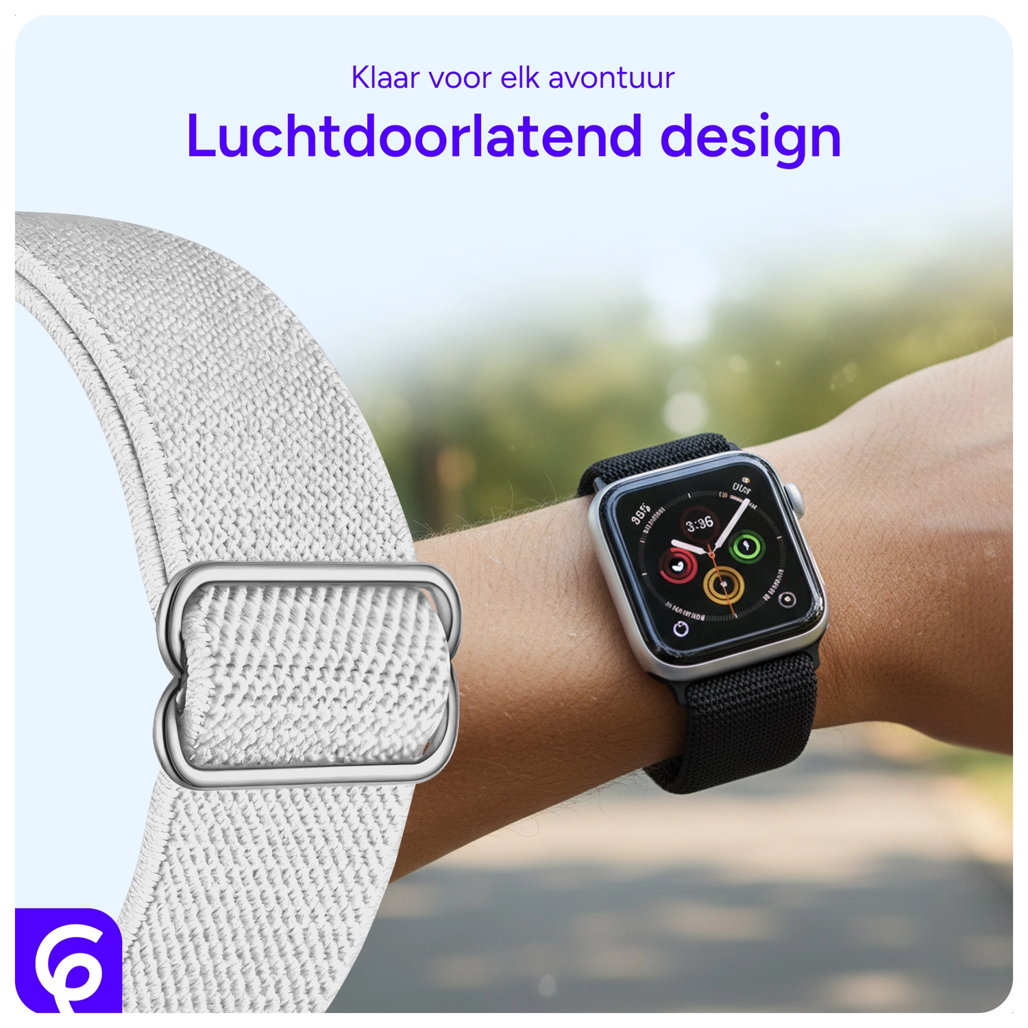 SBG Nylon - Apple Watch Bandje - 1-11/SE - 38/40/41/42MM - Wit afbeelding 3