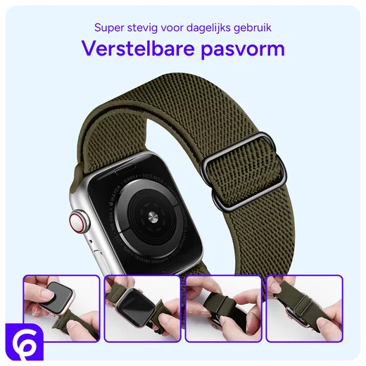 SBG Nylon - Apple Watch Bandje - 1-11/SE/Ultra - 49/46/45/44/42MM - Donker Groen afbeelding 2