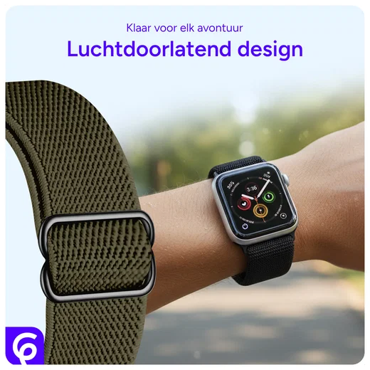 SBG Nylon - Apple Watch Bandje - 1-11/SE/Ultra - 49/46/45/44/42MM - Donker Groen afbeelding 3