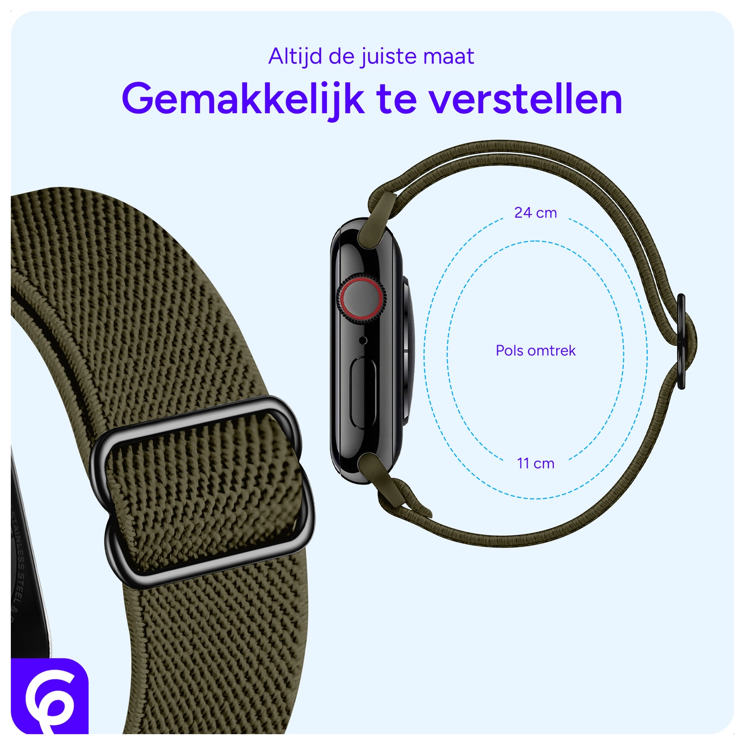 SBG Nylon - Apple Watch Bandje - 1-11/SE/Ultra - 49/46/45/44/42MM - Donker Groen afbeelding 4