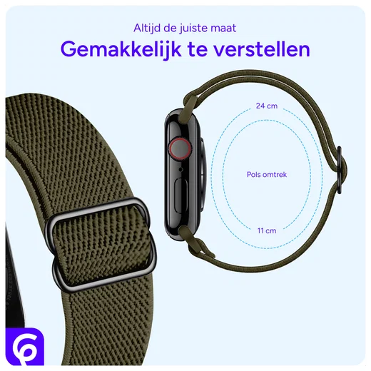 SBG Nylon - Apple Watch Bandje - 1-11/SE/Ultra - 49/46/45/44/42MM - Donker Groen afbeelding 4