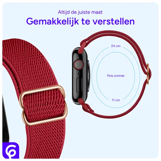 SBG Nylon - Apple Watch Bandje - 1-11/SE/Ultra - 49/46/45/44/42MM - Rood afbeelding 4